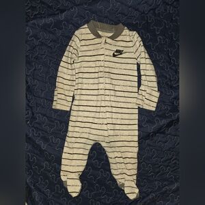 Nike Black and White Striped Kids Footie